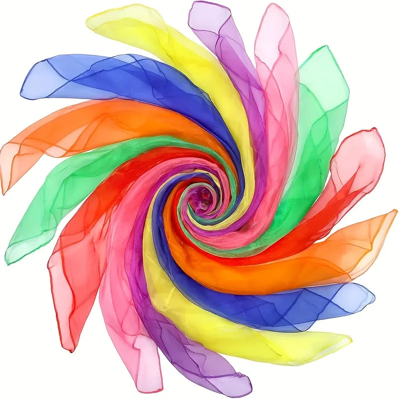 6pcs Vibrant Square Juggling Scarves Silky Dance Gym Props for Parties Festivals Lightweight Durable Assorted Colors Gift JXB