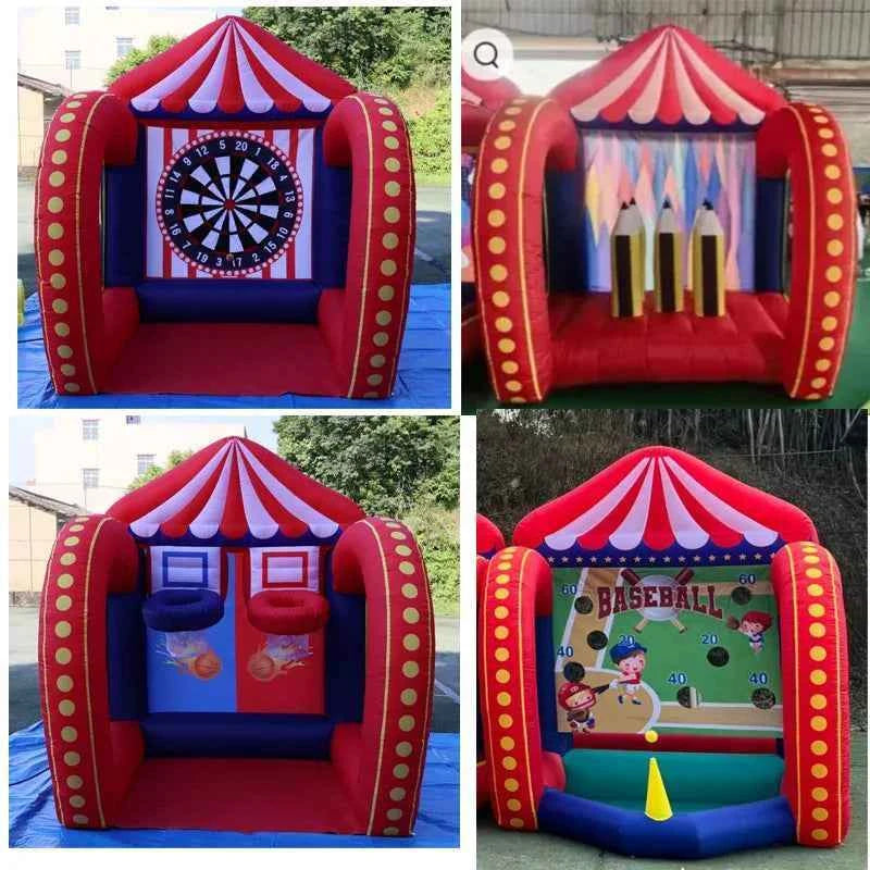 Free air shipping 5 in 1 Inflatable Carnival Bundle Games Soccer Dart Knock Down Ring Ross Game For Kids And Adults Party Game