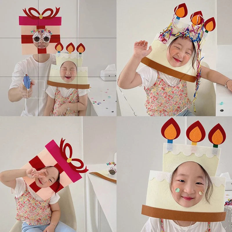 Birthday Party Supplies Funny Hat Ins Felt Birthday Hats Creative Party Cap with Rope Kids Party Cap Party Photo Props - Big Tim's Magic Emporium