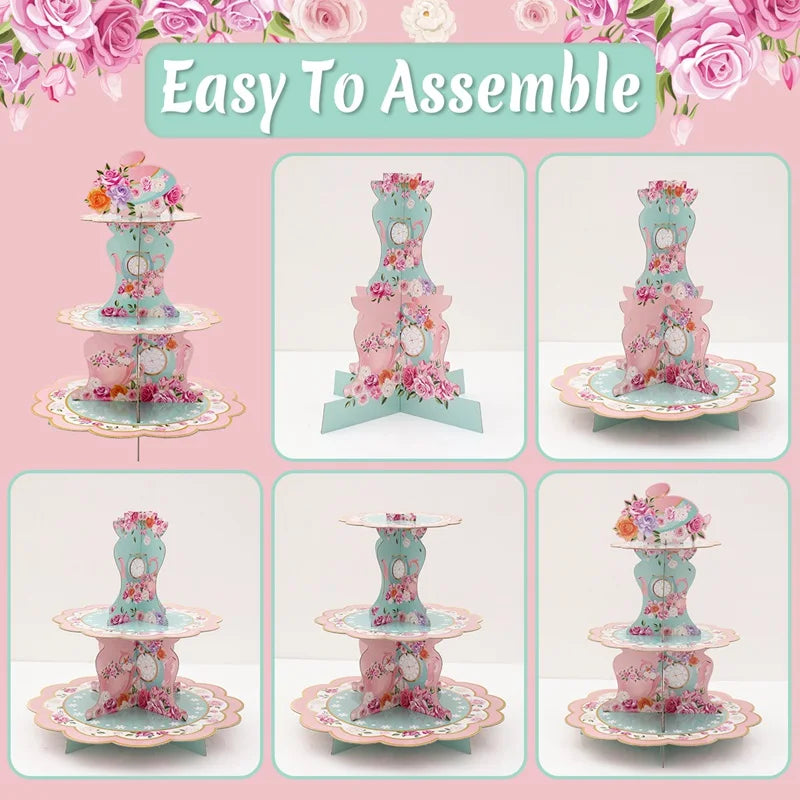 Pink Tea Party Cake Stand Birthday Party Decoration Kids Baby Shower Party Supplies Wedding Table Decor Afternoon Tea Party - Big Tim's Magic Emporium