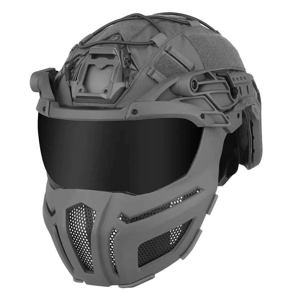 Tactical FAST Helmet Half Face Mask With Flip Goggles Black/Clear 2Pcs Lenses for Hunting Airsoft CS Game Paintball Mask Gear - Big Tim's Magic Emporium