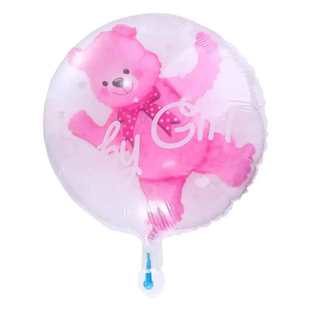Birthday Gender Reveal Blue Pink Transparent 4D Double Bubble Balloons Bear Party Supplies Globos
