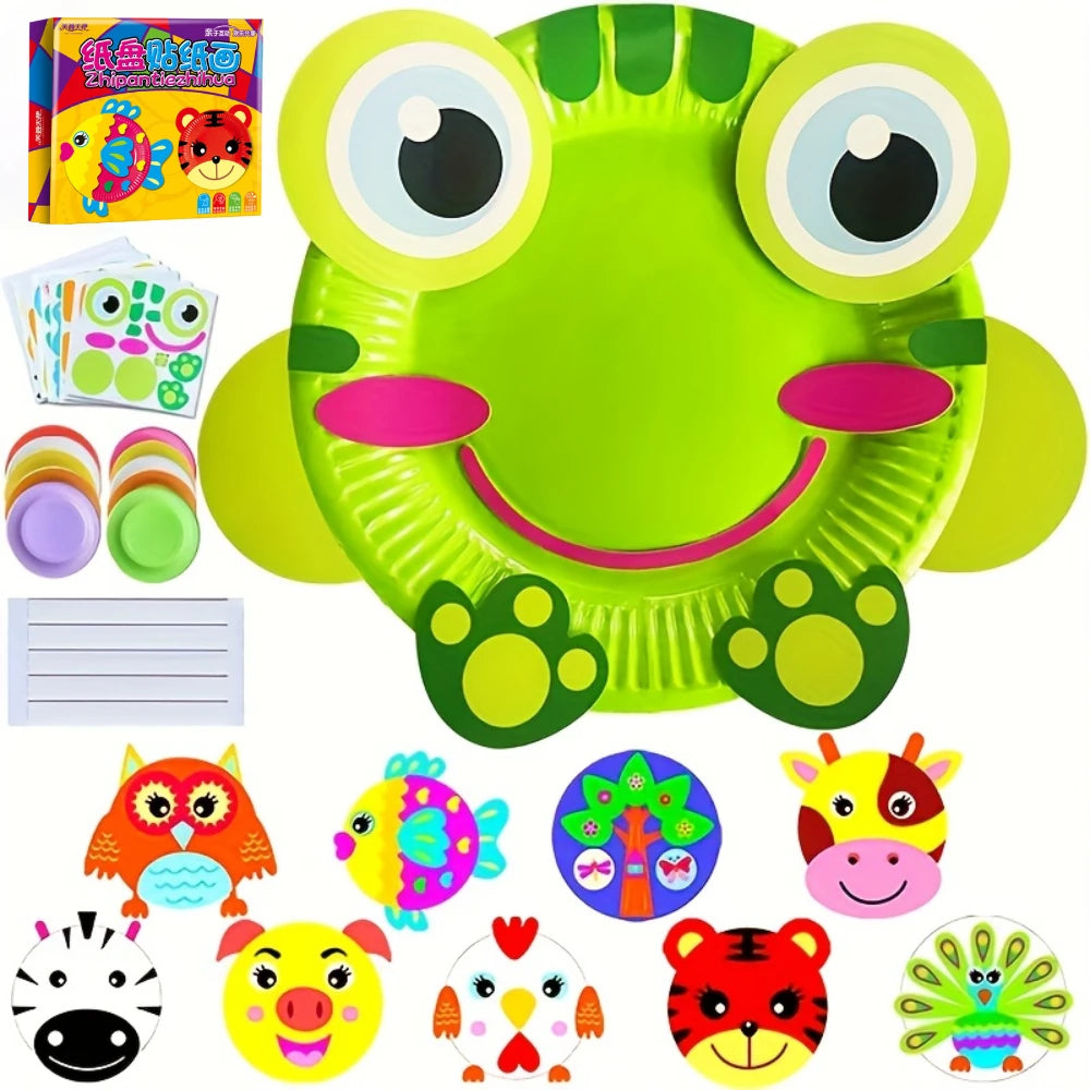 10 Patterns Party Activities Paper Plate Set Toys, DIY Animal Art Creative Activities, Classroom Handmade Favors Games Gifts - Big Tim's Magic Emporium