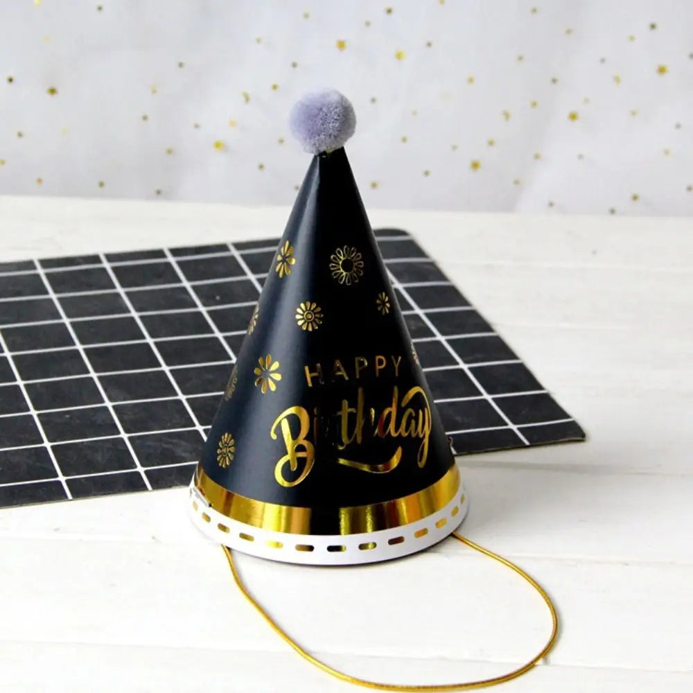 Happy Birthday Party Hats DIY Handmade Cap Crown Baby Shower Decoration Boy Girl Birthday Party Photo Props