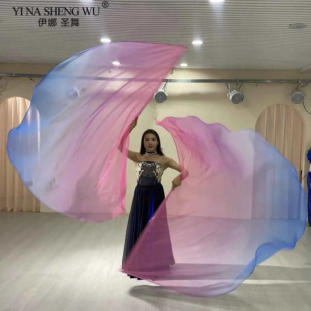 Belly Dance Props 1.9*1.4 Semi-Round Flags Colored Scarves Multi-Color With Telescopic Sticks Stage Performance Accessories New