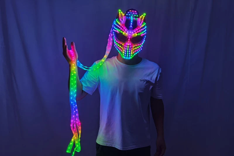 Female LED Helmet Monster Luminous Hat Light Illusion Cat Woman Black Panther Mask for Performance LED Robot Performance - Big Tim's Magic Emporium
