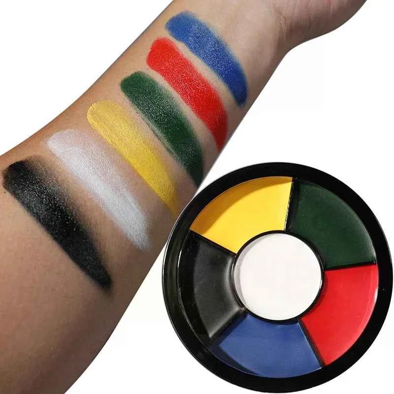 6 Colors Water-soluble Face Body Paint Palette Non-toxic Safe Tattoo Painting Face Painting Halloween Cosplay Makeup Props