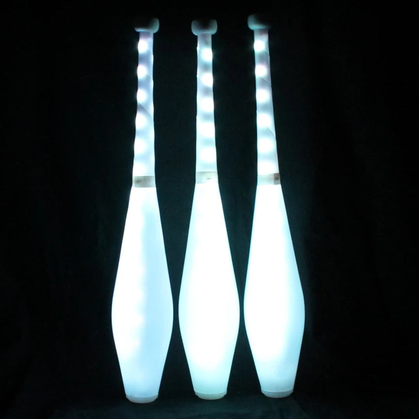 PEHHAH Multi-Color LED Light Up Juggling Club Glowing Clubs for Juggling at Night with Charger and Remote Set of 3