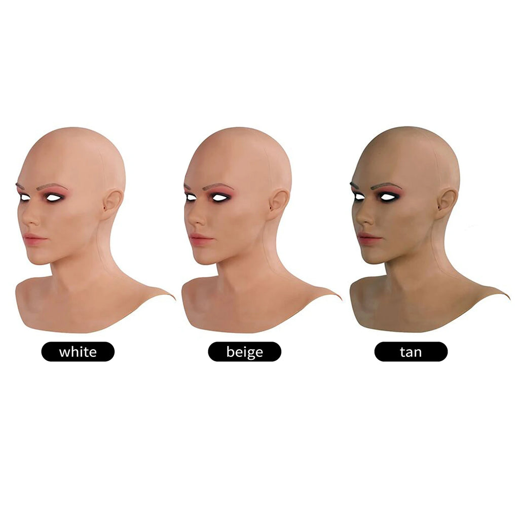 Realistic Silicone Mask With Neck Head Cover Makeup Crossdresser Cosplay Beauty Mask Collection Male to Female Full Head Mask - Big Tim's Magic Emporium