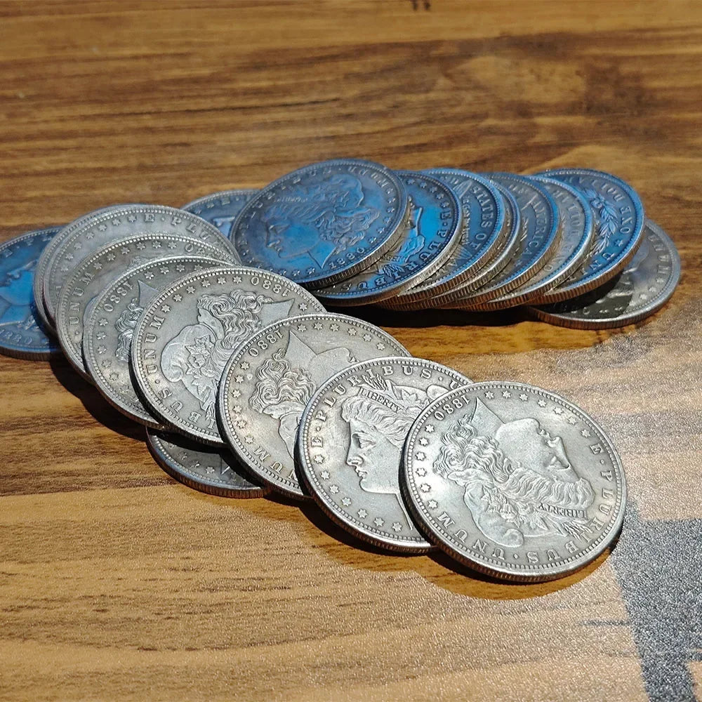 1 Pcs Steel Morgan Dollar (3.8cm Dia) Magic Tricks Can Be Sucked Props Accessorie Used Appearing/Disappearing Coin Magie