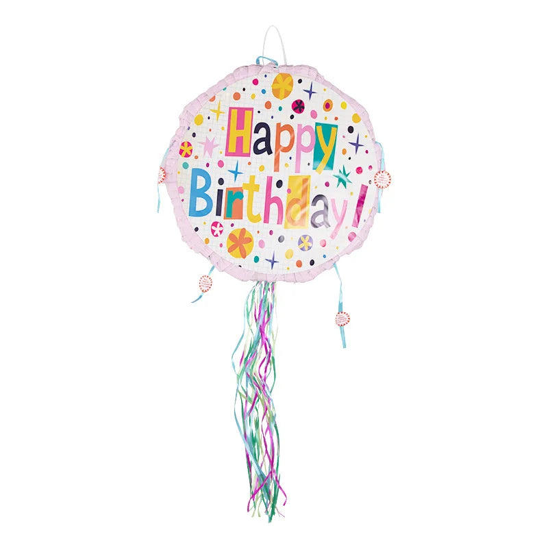 1pcs Happy Birthday Pinata Children's Birthday Party Game Props with Stick Kids Adult Birthday Party Decoration Pinata Toys 43cm