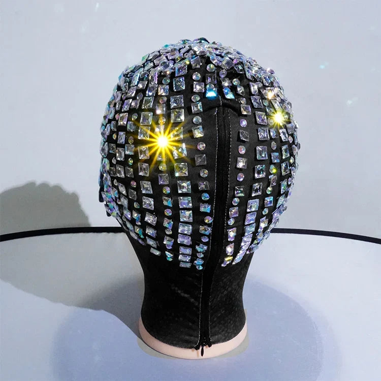 Super Shiny Rhinestone Full Face Headwear Mask