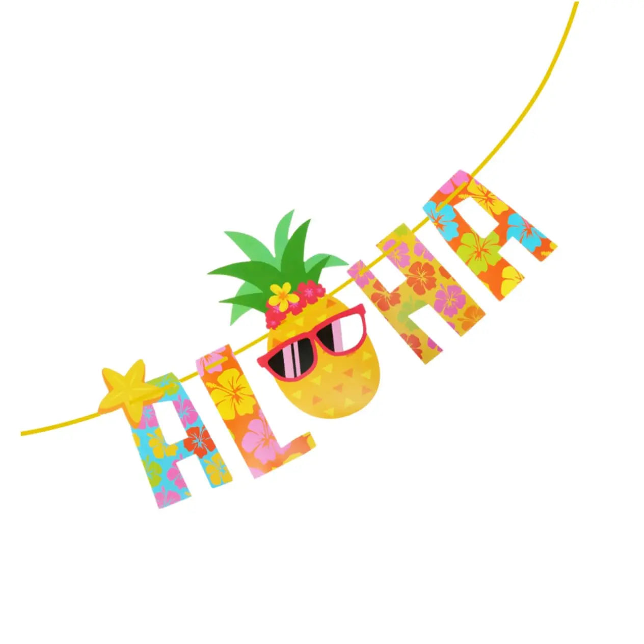 1Set Hawaiian Party Luau Aloha Party Flagbanner Pineapple Banquet Seaside Birthday Party Banner Summer Tropical Party Decoration - Big Tim's Magic Emporium