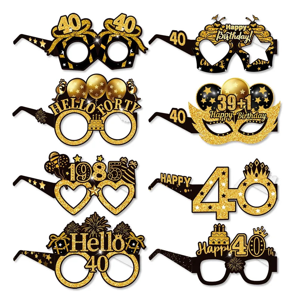 40th Birthday Party Gold Black Birthday Number Paper Box Banner Balloons Birthday Party 40 Year Old Birthday Party Decoration