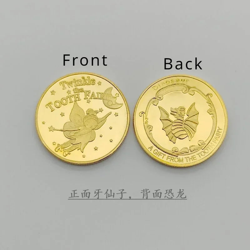 Tooth Fairy Gold Plated Commemorative Coin Creative Kids Tooth Change Gifts Physical Metal Coin Crypto Commemorative Coin