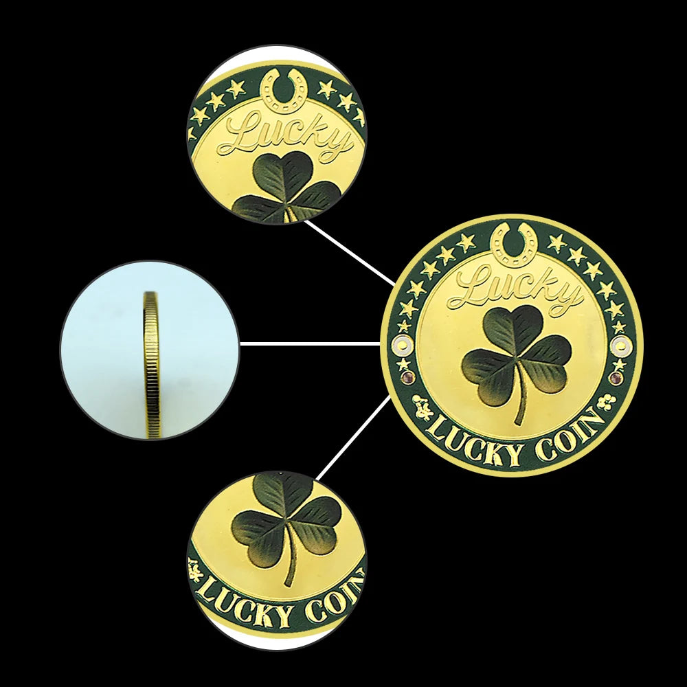 Lucky Coin Four Leaf Clover Elephant Good Luck 777 Commemorative Coin Horseshoe Fortune Token Collectible replica Gift