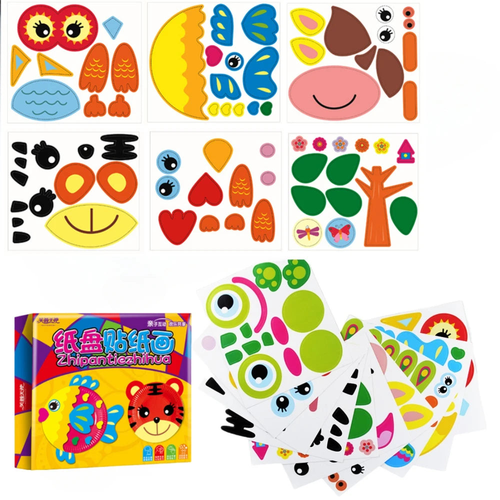 10 Patterns Party Activities Paper Plate Set Toys, DIY Animal Art Creative Activities, Classroom Handmade Favors Games Gifts - Big Tim's Magic Emporium