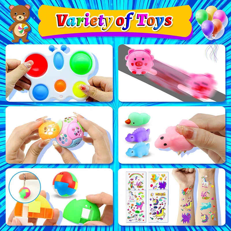 206pcs/pack Kids Party Favors Toys Children Assortment Giveaway Pinata Filler Bulk Toy Stress Relief toys gift for Kids