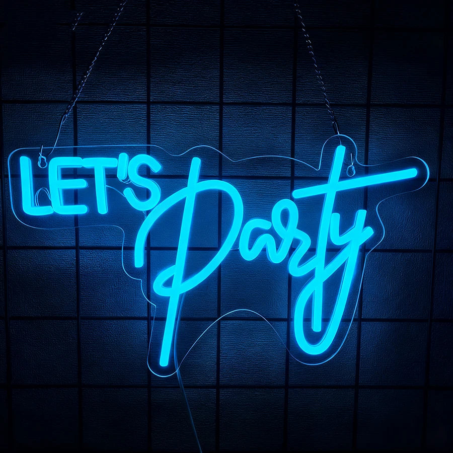 Let's Party Neon Sign for Wall Decor,LED Lights for Bachelorette Party, Engagement Party, Birthday Party,Gamer Room Decor - Big Tim's Magic Emporium