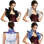 Metallic Ruffled Renaissance Neck Shrug Holographic Victorian Shoulder Capelet
