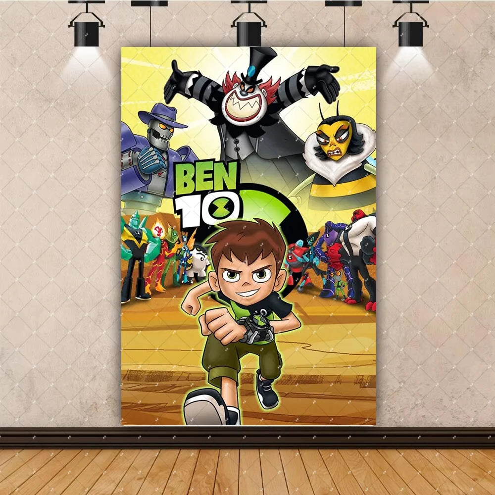 Cartoon Ben-10 Birthday Party Decoration Balloons Favor Set Banner Cake Toppers Baby Shower Boys Gift Party Supplies Photo Prop