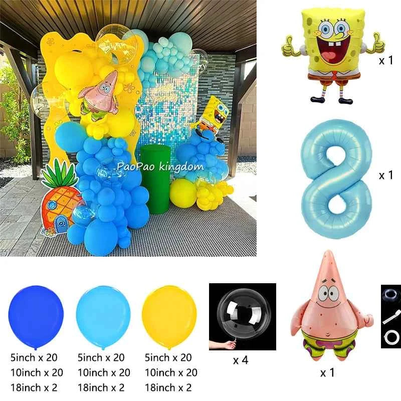 Cartoon SpongeBob Party Balloon Garland Kids Cartoon Birthday Party Decor Supplies  SpongeBob Ball Foil Balloons