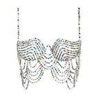 Multicolored Rhinestone Bralette Chest Chain