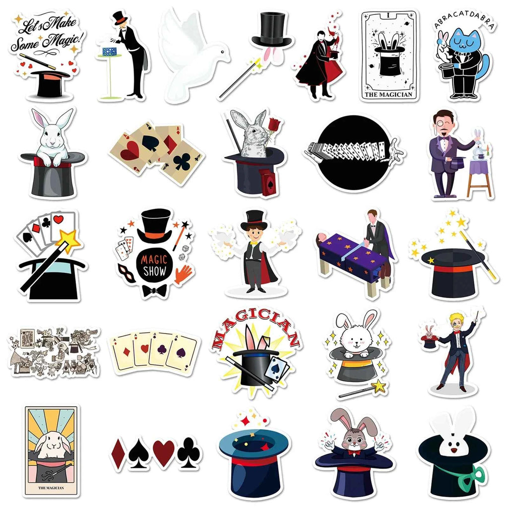 53PCS Magician Sticker Cartoon Creative Graffiti Magic Material Can Decorate Luggage Gift Stationery Waterproof Sticker Kids Toy