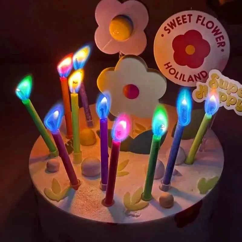 Multicoloured Colourful Flame Candles, 5/12 Pack, Suitable for Birthday Cakes, Birthday Party and Wedding Decorations