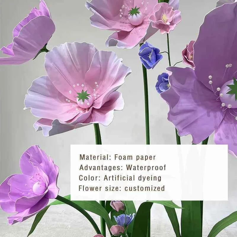 Custom Giant Purple Poppy Paper Flowers Set Wedding & Party Decoration Supplies for Graduation Halloween & Easter