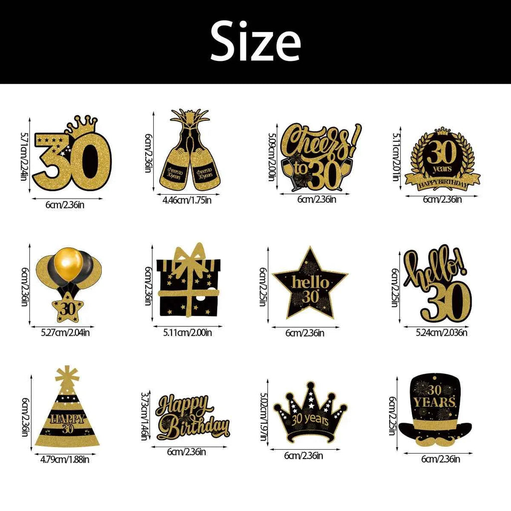 30th 40th 50th 60th Birthday Party Cake Toppers Black Gold Birthday Party Cake Decoration 18 30 40 50 60 Year Birthday Supplies