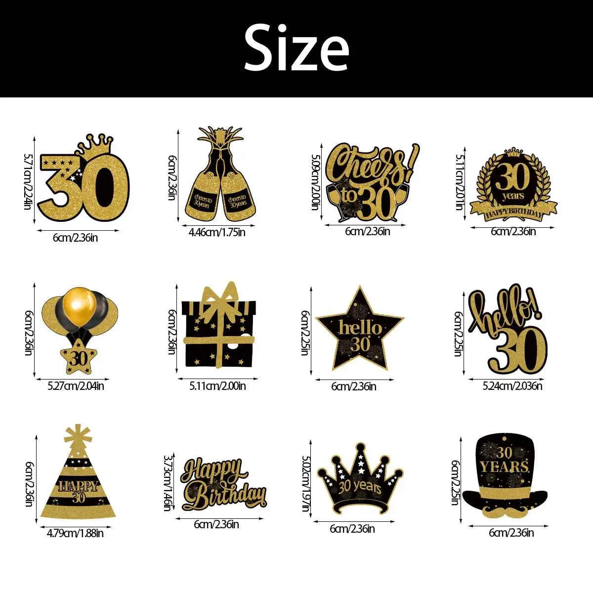 30th 40th 50th 60th Birthday Party Cake Toppers Black Gold Birthday Party Cake Decoration 18 30 40 50 60 Year Birthday Supplies