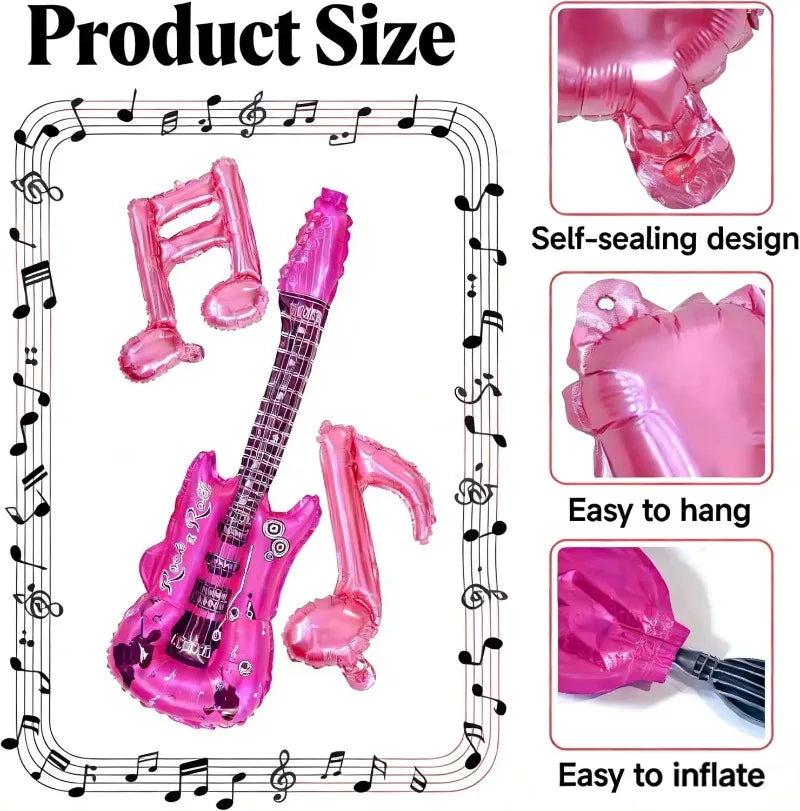 Music Party Decorative Balloons Music Note Laser Rainbow Heart Disco Guitar Foil Balloon Concert Music Birthday Party Blue