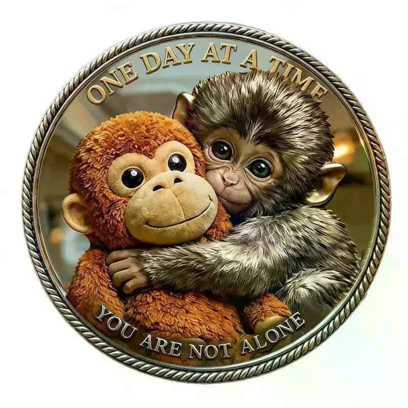 1Pcs Mental Health Motivational Challenge Coins Emotional Support Monkey Coin Inspirational Metal Challenge Coin