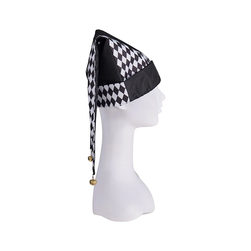 Jester Costume Hat Women Harlequin Jester Halloween Party Fancy Chessboard Lattice Jester Cap With Gold Bells Headpiece - Big Tim's Magic Emporium