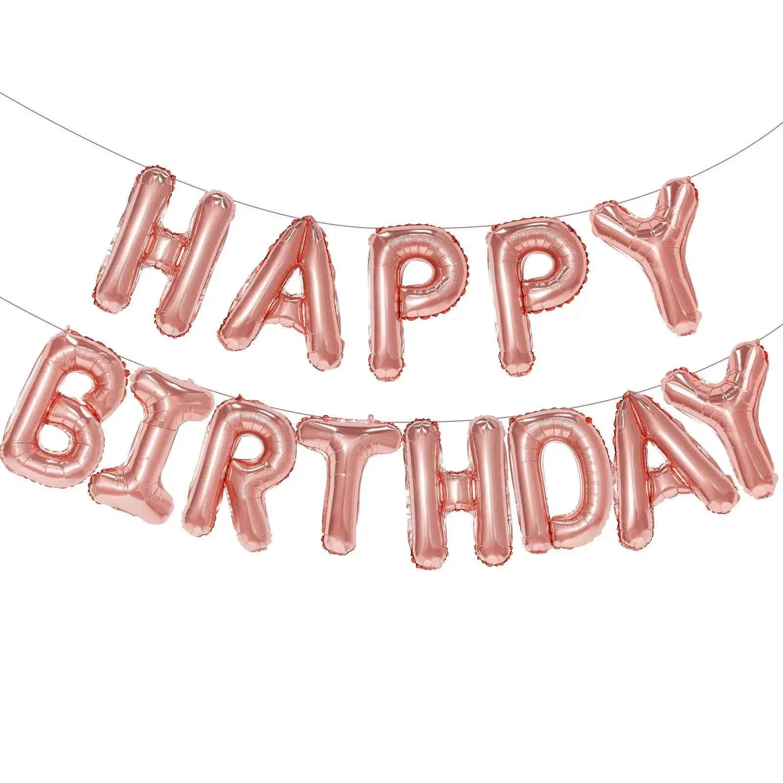 Gold Blue Happy Birthday Balloon 16Inch Foil Letters Birthday Sign Banner Bunting for Girls Boys Kids Adults Birthday Decoration