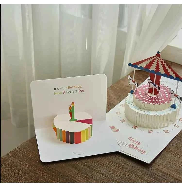 Happy Birthday Greeting Cards 3D Pop Up Card Birthday Cake Greeting Cards with Envelope Birthday Gifts to Family Friends Lovers
