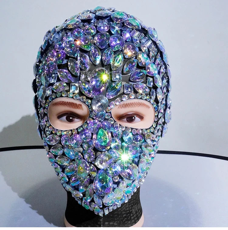 Super Shiny Rhinestone Full Face Headwear Mask