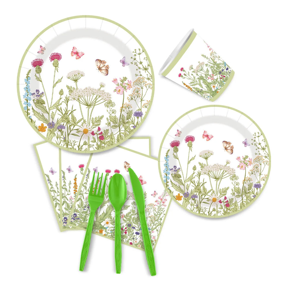 240pcs Spring Flowers Fresh Disposable Paper Tableware Wildflower Plate Birthday Party Decoration Party Supplies Party - Big Tim's Magic Emporium