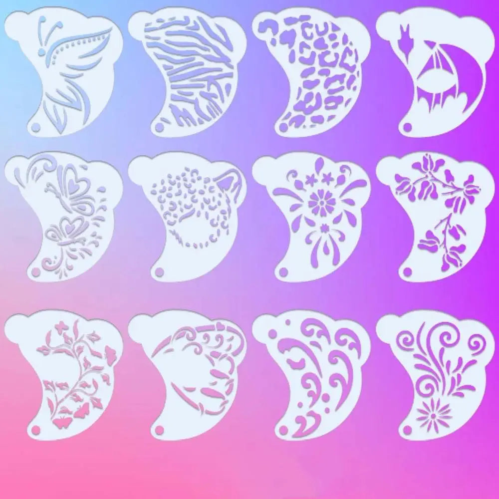 Reusable Face Paint Templates Multiple Pattern Hand Painting Body Art Paint Stencils Decorative Easy Use DIY Makeup Tools Party