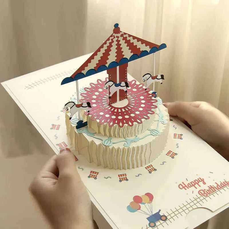 Happy Birthday Greeting Cards 3D Pop Up Card Birthday Cake Greeting Cards with Envelope Birthday Gifts to Family Friends Lovers