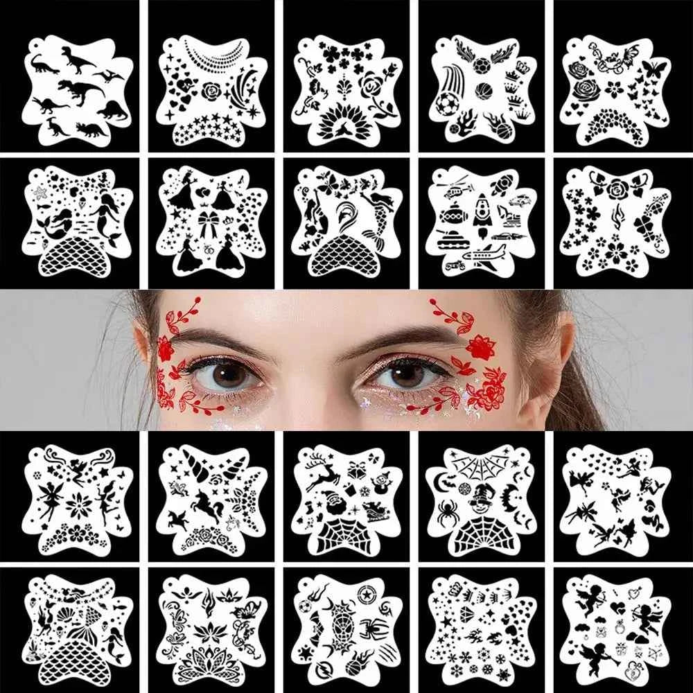 Face Paint Stencils Professional Body Art Paint Stencils Reusable for Adults Kids Easily Use Templates for Parties Makeup Tools