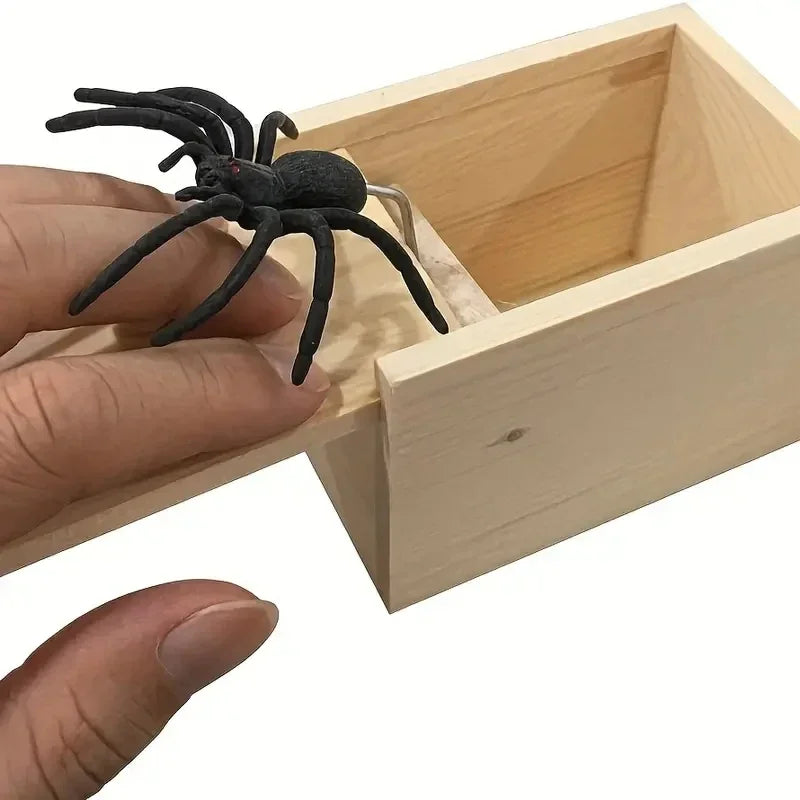 New Trick Spider Funny Scare Box Wooden Hide Box Quality Prank Wooden Scare box Fun game prank Prank Friends toy holiday gift - Big Tim's Magic Emporium