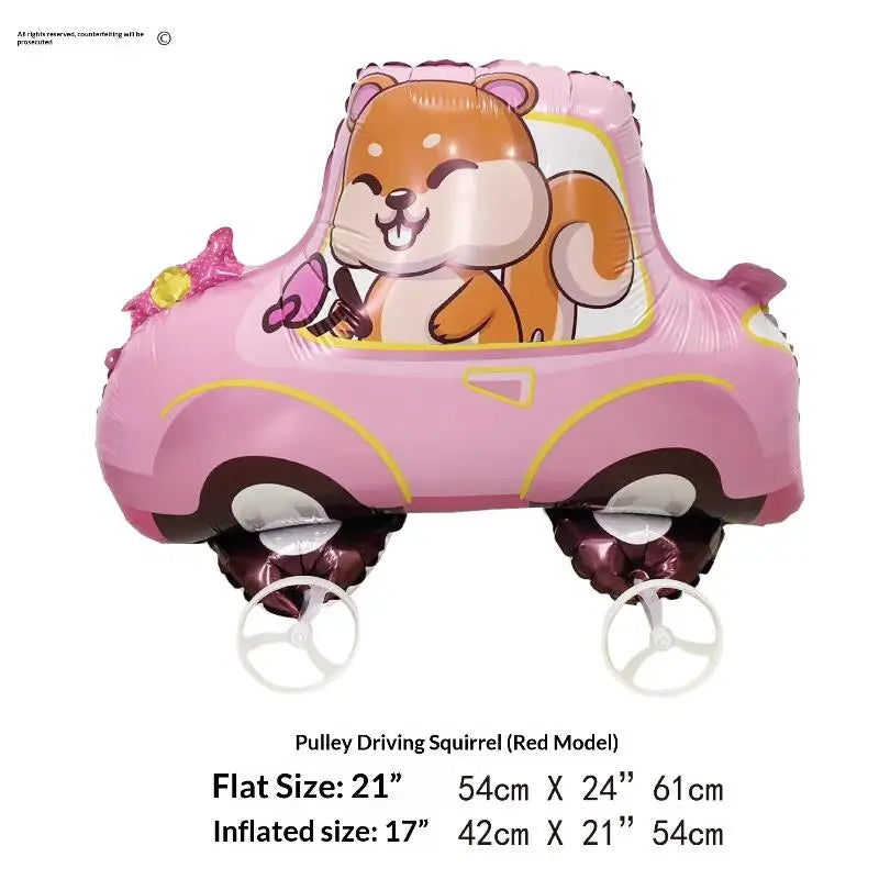 For Kids Birthday Party Decoration Baby Shower 4D Cartoon Foil Balloons Elephant Stand Walking Balloon With Wheel