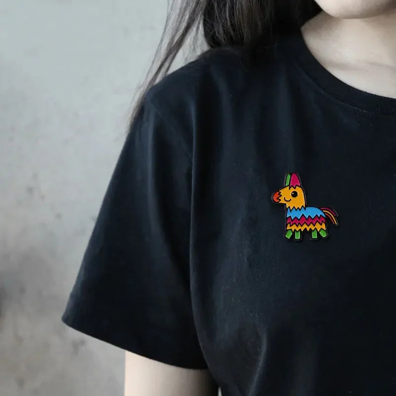 Multicolor Donkey Pinata Enamel Pin Badge Rainbow Pinatas for Kids Game Party Fashion Jewelry
