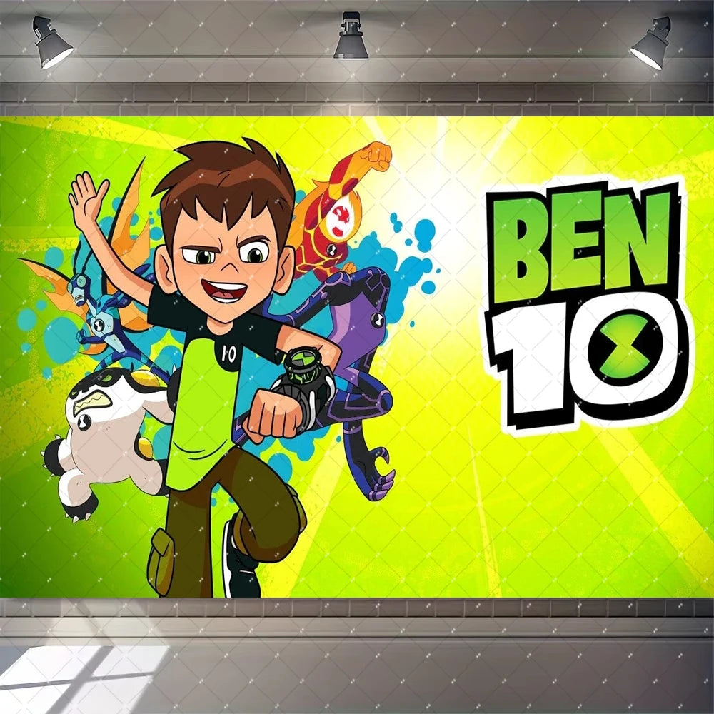Cartoon Ben-10 Birthday Party Decoration Balloons Favor Set Banner Cake Toppers Baby Shower Boys Gift Party Supplies Photo Prop