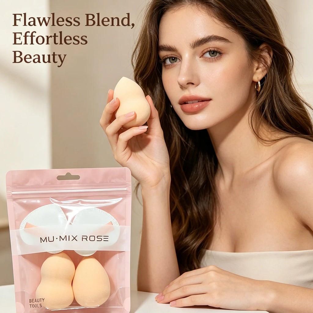 A 4-piece set of skin tone, multi-shade, and versatile makeup sponge kits, perfect for both dry and wet makeup applications.