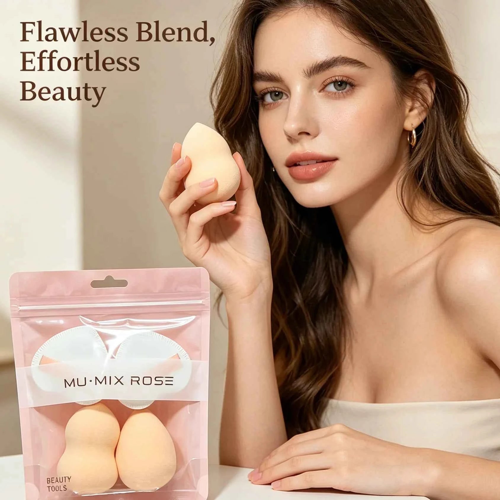A 4-piece set of skin tone, multi-shade, and versatile makeup sponge kits, perfect for both dry and wet makeup applications.