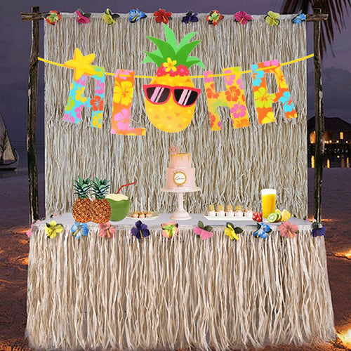 1Set Hawaiian Party Luau Aloha Party Flagbanner Pineapple Banquet Seaside Birthday Party Banner Summer Tropical Party Decoration - Big Tim's Magic Emporium