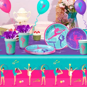 Gymnastics Birthday Party Supplies,78pcs Gymnastics Party Decorations&Tableware Kit Gymnastics Decorations for Birthday Party - Big Tim's Magic Emporium